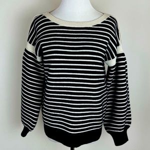 Ann Mashburn 100% Wool Navy Striped Sweater Sz S